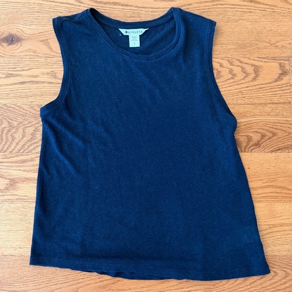 NWOT Athleta Getaway Linen Blend Muscle Tank in Eclipse (blue) (Size S) - Picture 3 of 8